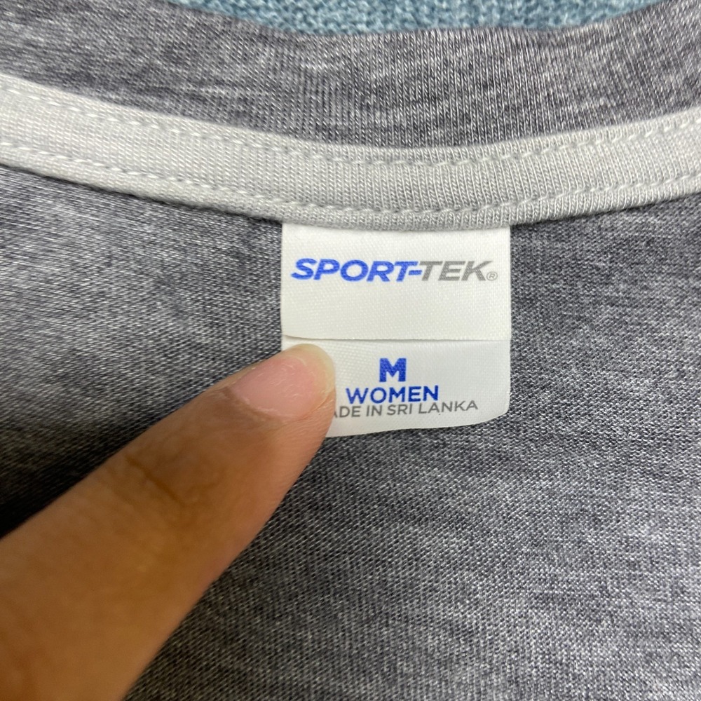 Sport Tek T Shirt Women Medium Heather Gray Raglan Sleeve Contrast Stitching Tee - Picture 7 of 14